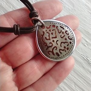 Silpada Carved Shell Leather Necklace